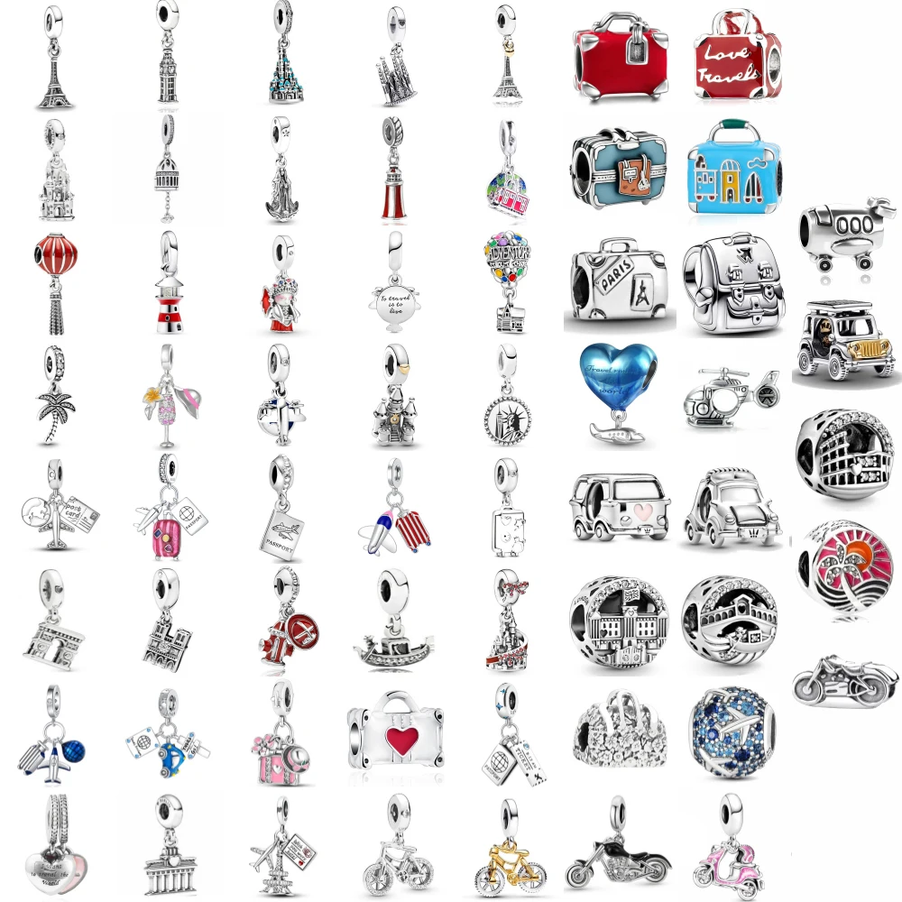 

Новый стерлингового серебра 925 пробы, дорожный самолет, чемодан, подвески, подвески, бусины, подходят для оригинальных браслетов, браслеты, ювелирные изделия «сделай сам» для женщин