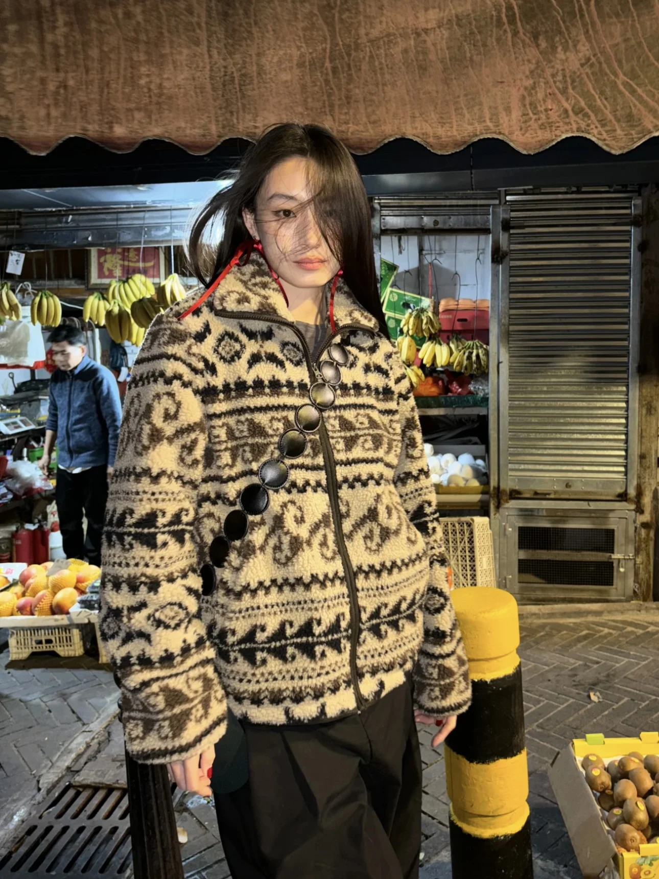 

Американский Ретро Этнический Sle Fce Jaet Мужчины Женщины Зимний Открытый Кардиган с Воротником-стойкой Повседневная Теплая Верхняя Одежда