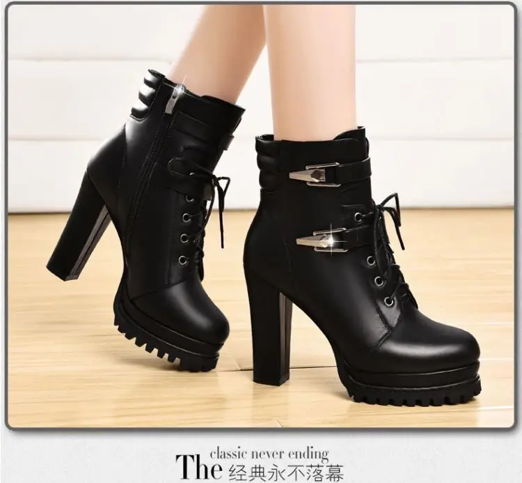 2022 new Ankle Boots Women Platform High Heels Female Side zipper Short Boot Casual Ladies velvet warm Rhinestone Botas Mujer