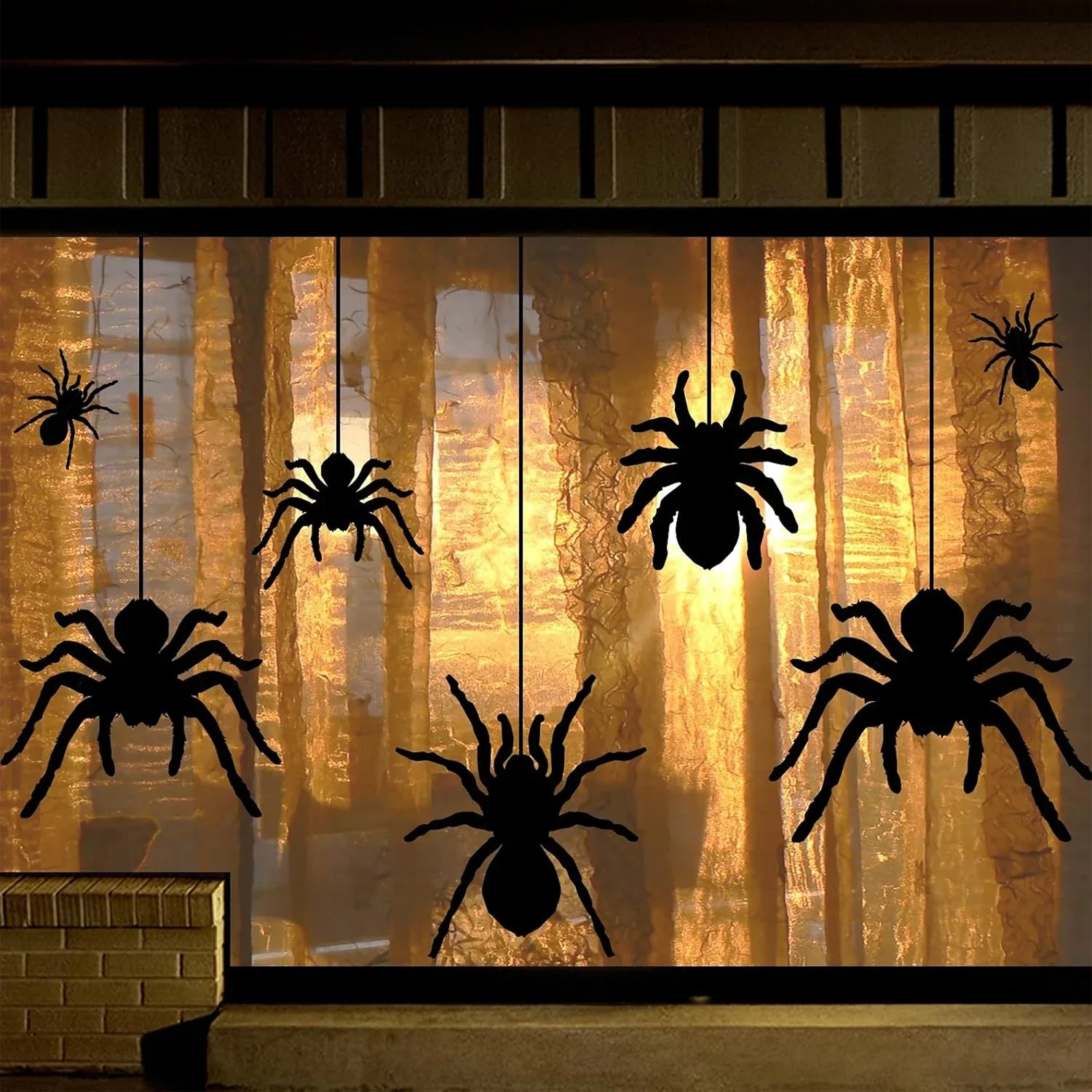 Halloween Window Clings Extra Large Black Spider Silhouette Scary Decals for Home Office School Party Decor