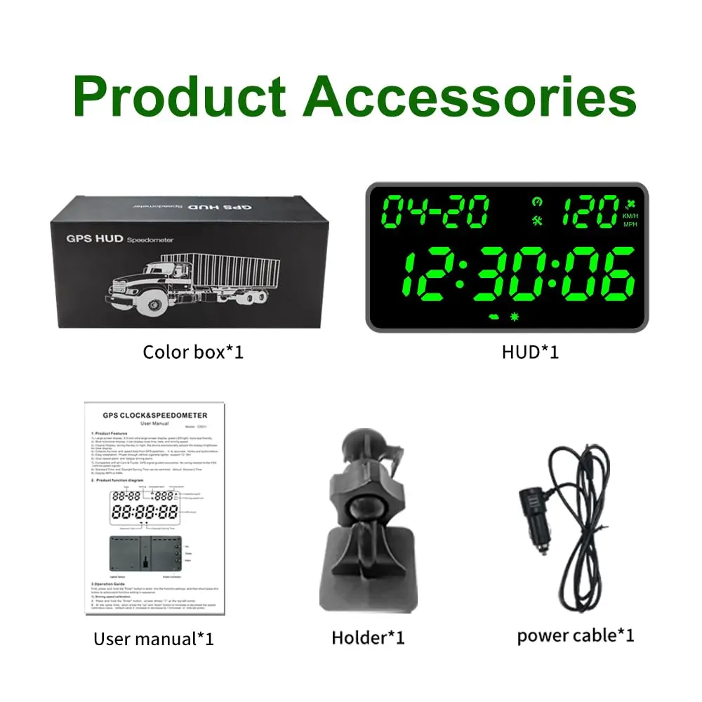 عداد السرعة الرقمي GPS مقاس 9.5 بوصة للسيارات والشاحنات - شاشة لوحة القيادة HUD مع تنبيه السرعة وتذكير التعب #6
