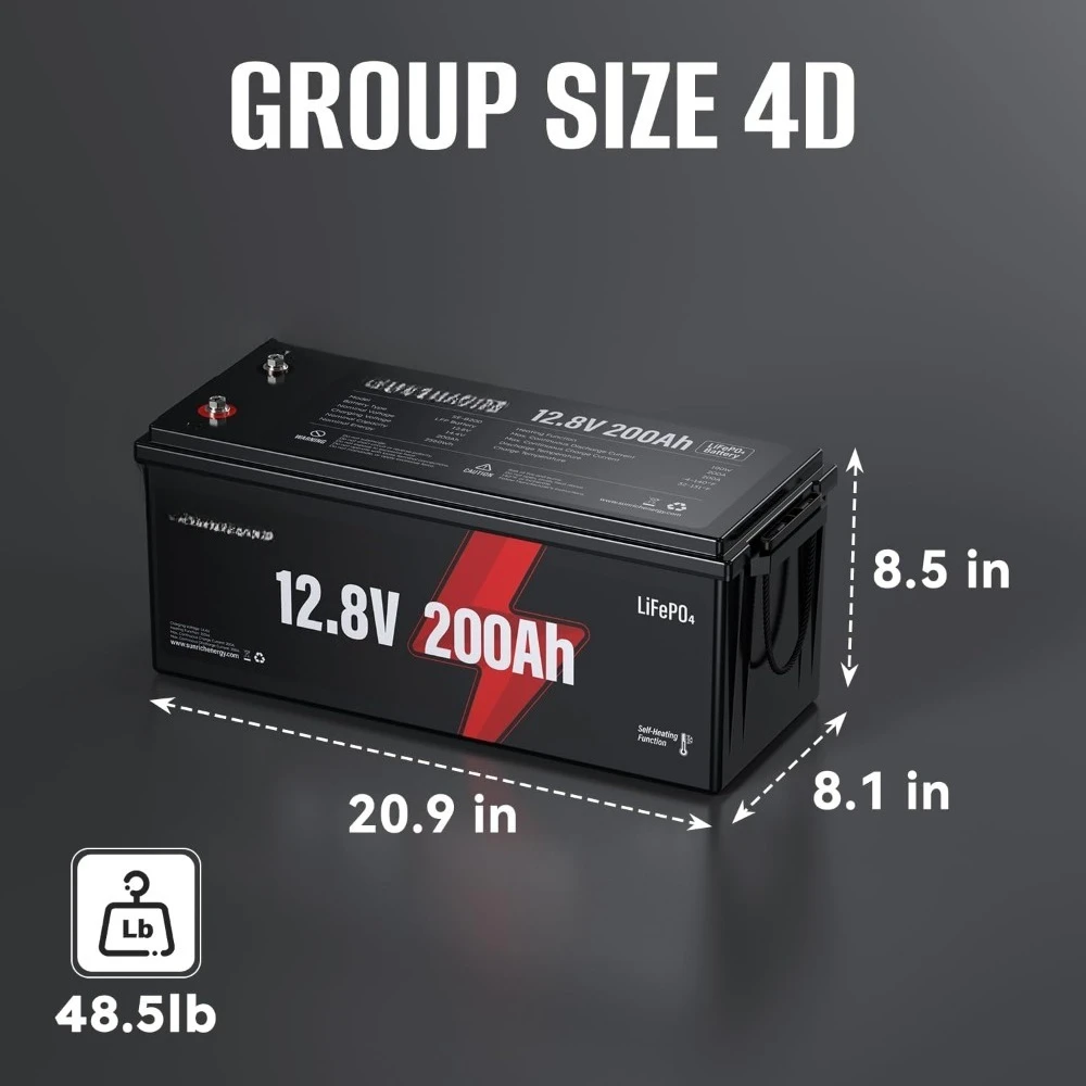 12V 400Ah LiFePO4 Lithium Battery 2 Pack of 200Ah Battery w/Self-Heating Perfect for RV Trolling Motors Off Grid Home Energy