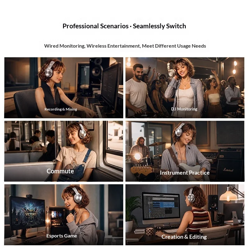 OneOdio Fusion A70 Gen2 Over-Ear Bluetooth Monitor Headphones Wireless 6.0 72H Ultra-Long Battery Life Hi-Res Audio Studio musi