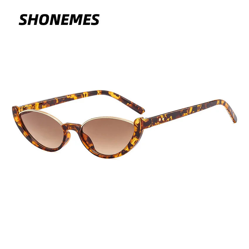 SHONEMES Cat Eye Sunglasses Trendy Semi Frameless Shades Outdoor UV400 Sun Glasses Tortoise Black Purple for Women