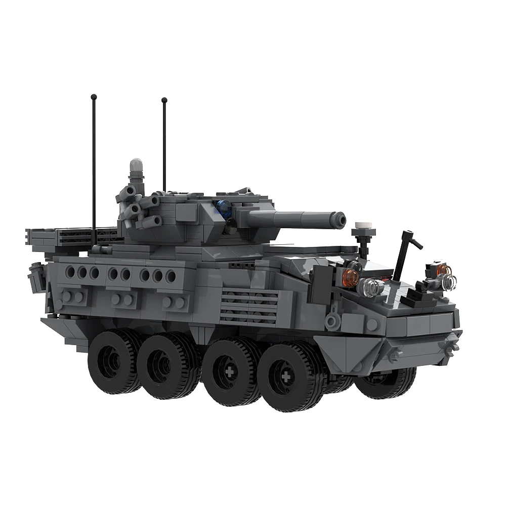 MOC 146076   M1296 Stryker ICVV-D |   1:35e schaal Dragoons Militair gepantserd oorlogsvoertuig Bouwsteen Onderwijs Baksteen Kinderspeelgoed