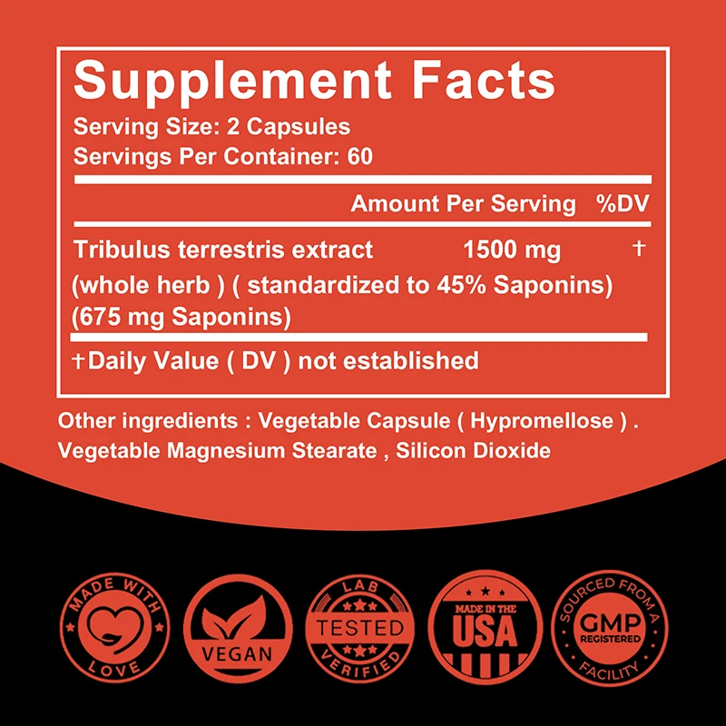 Tribulus Capsules - Lose Excess Fat, Improve Performance, Muscle Building Workout Supplement