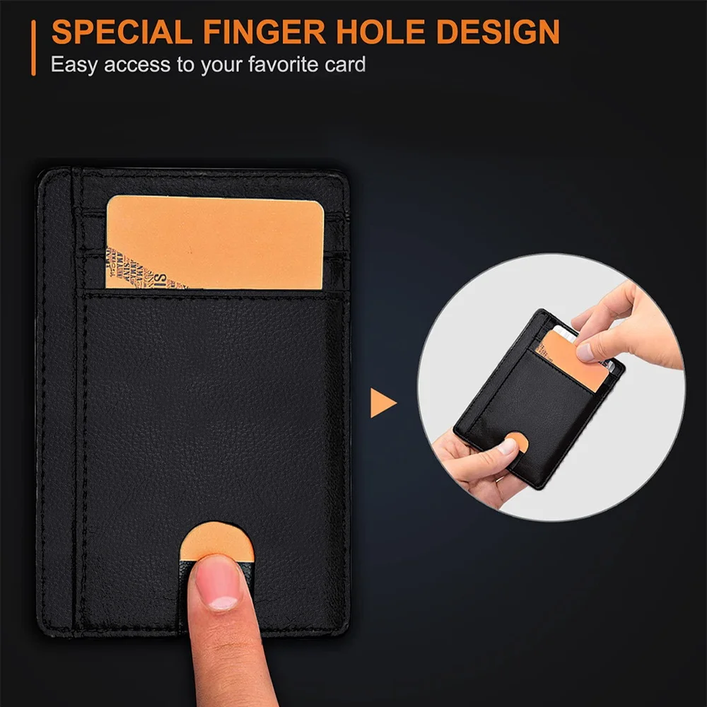 ID Credit Bank Card Holder Wallet Men Leather Protective Slim Mini Small Money Wallets Case for Women Fashion Bag 11.2x8.2x0.3cm