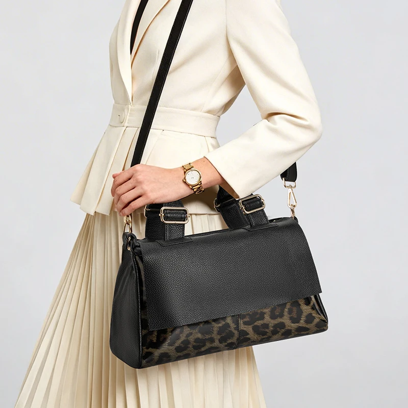 

Aidani Genuine Leather Women's Bag 2026 New Fashion Leopard Print Crossbody Bag Cowhide Handbag Women's Bag Large Bag