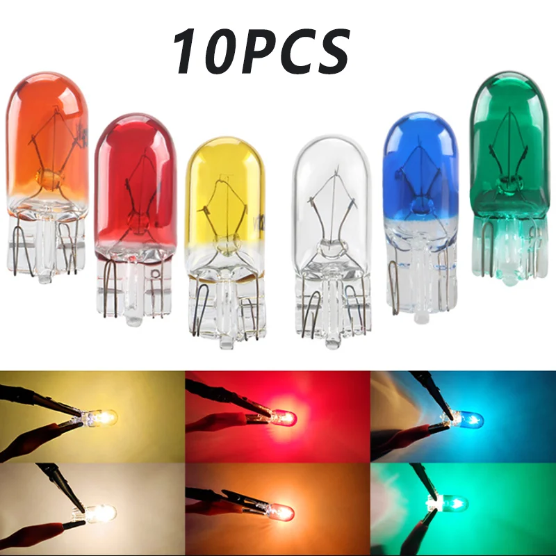 

10Pcs Car T5 T10 Halogen 3W 194 158 Wedges 12V Auto Lamp White Bulbs Instrument Light Reading Lights Clearance Lamp Accessories