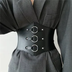 Ceinture corset large en cuir PU noir pour femme, ceinture élastique gothique, ceintures de smoking coeur, mode sexy, environnement féminin