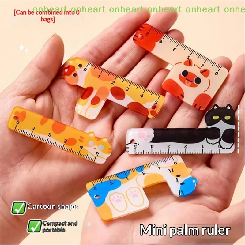 [C]5Pcs 5cm Mini Straight Cartoon Animal Plastic Rulers Cute Portable Bookmark Ruler for Student Art Class Stationery
