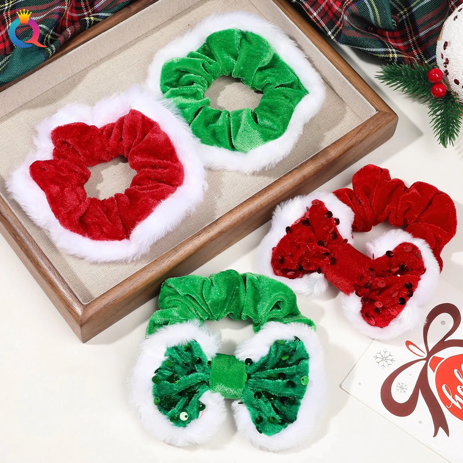 Christmas Bow Hair Rope Red Winter Plush Hair Tie Large Cute Ponytail Holder Headwear Christmas Scrunchies Christmas Gifts