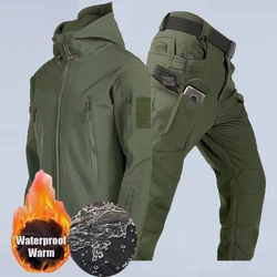 Men's  Autumn Winter Trousers Sets Fleece Tactial Army Suits Camping Hiking Tracksuits Thermal Jackets Coat Fall Skiing Pants