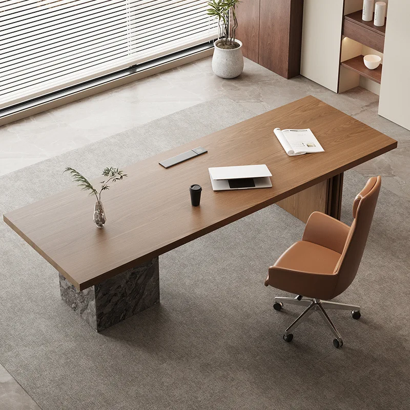 Benmu Italian light luxury solid wood office computer desk modern simple business boss designer large
