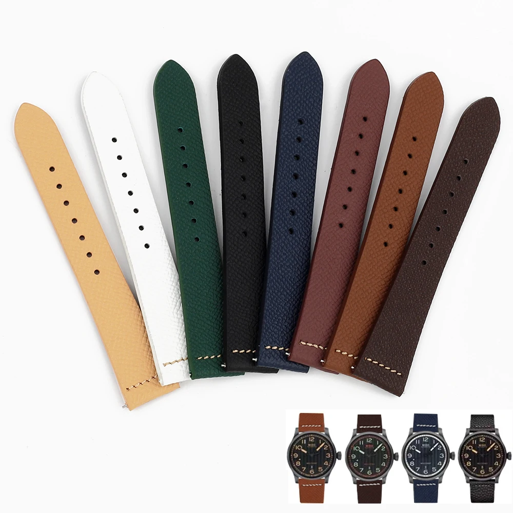 

Vintage Palm Print Oil Edge Leather Watchband 16mm 17mm 18mm 19mm 20mm 21mm 22mm Handmade Stitching Quick Release Watch Strap