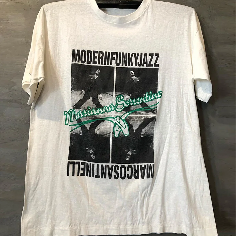 Jazz Music Influenced Pure Cotton Short Sleeve Oversize Men's T-Shirt Street Style Comfortable Feel Trendy Casual Wear