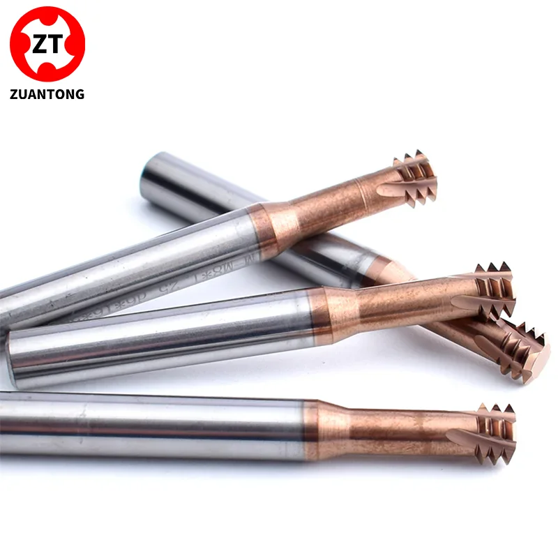 ZUANTONG 1PCS CNC 60 Degree Machine Solid Carbide Three Row Thread Milling Cutter UNC/UNF 0-80~10-32 1/4 5/16 3/8 7/16 1/2 Mills