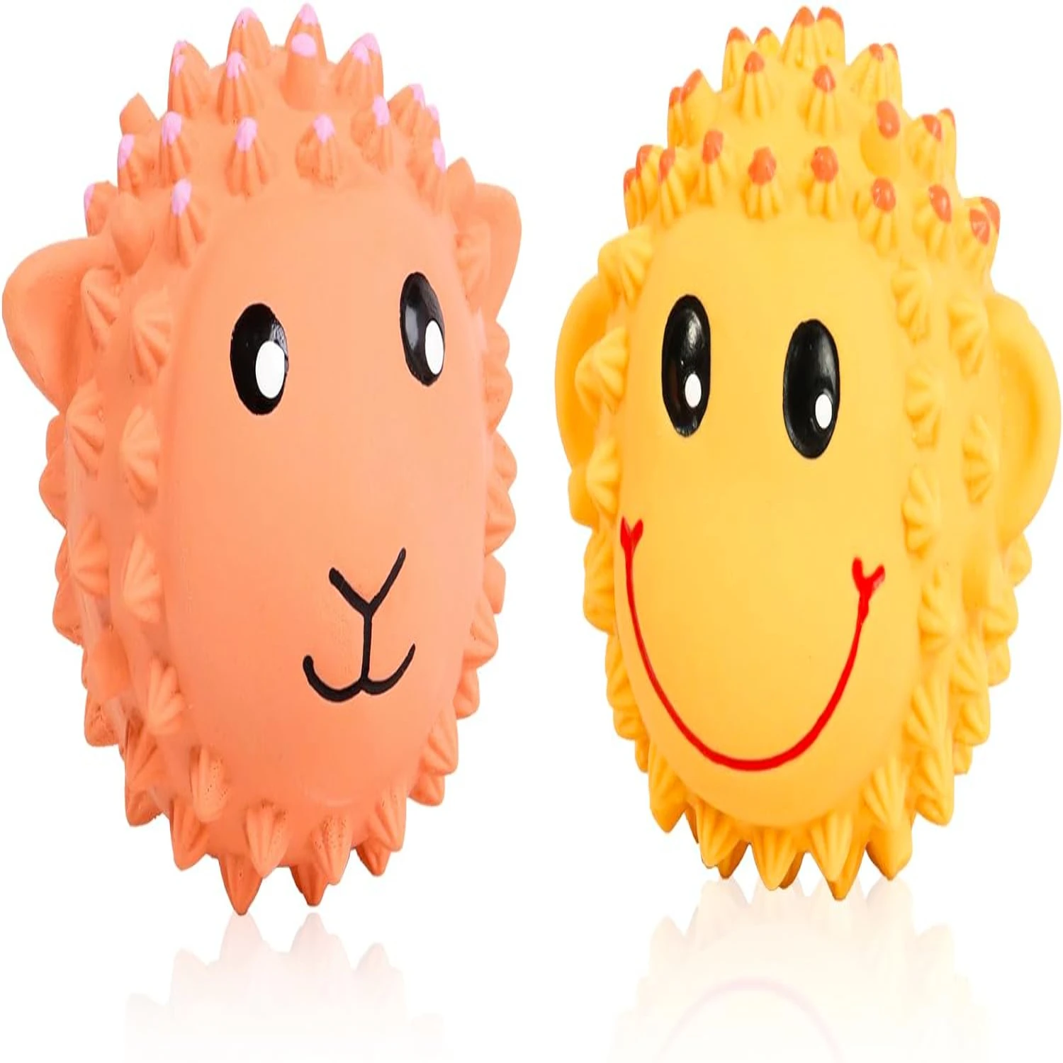 

Soft Spiky Interactive Squeaky Dog Toys for Small Medium Dogs, Set of 2, Teeth Clean Rubber Puppy Toy, Latex Squeak Fetch Play A