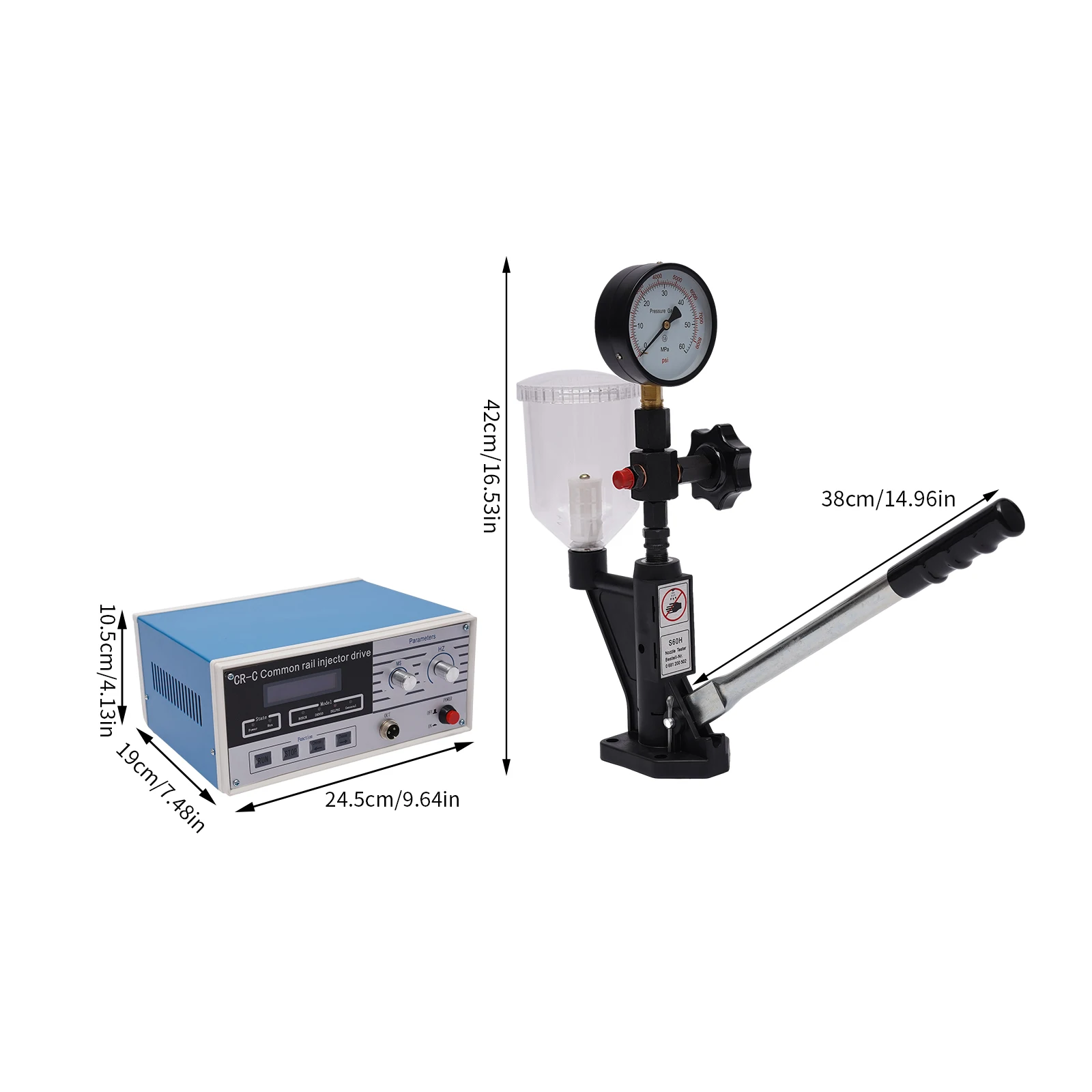 Common Rail Injector Tester Kit + S60h Fuel Nozzle Cr-C Multifunction Diesel Injector Tester Electromagnetic Injector Testor
