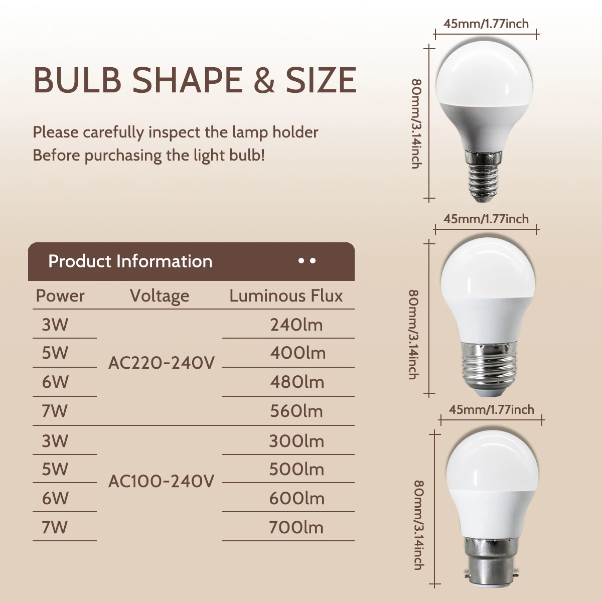 20Pack G45 LED Bulb Low Consumption 3W 7W B22 E27 3000K Warm 6000K Cold White Energy Efficient Decorative Ceiling Indoor Bulbs