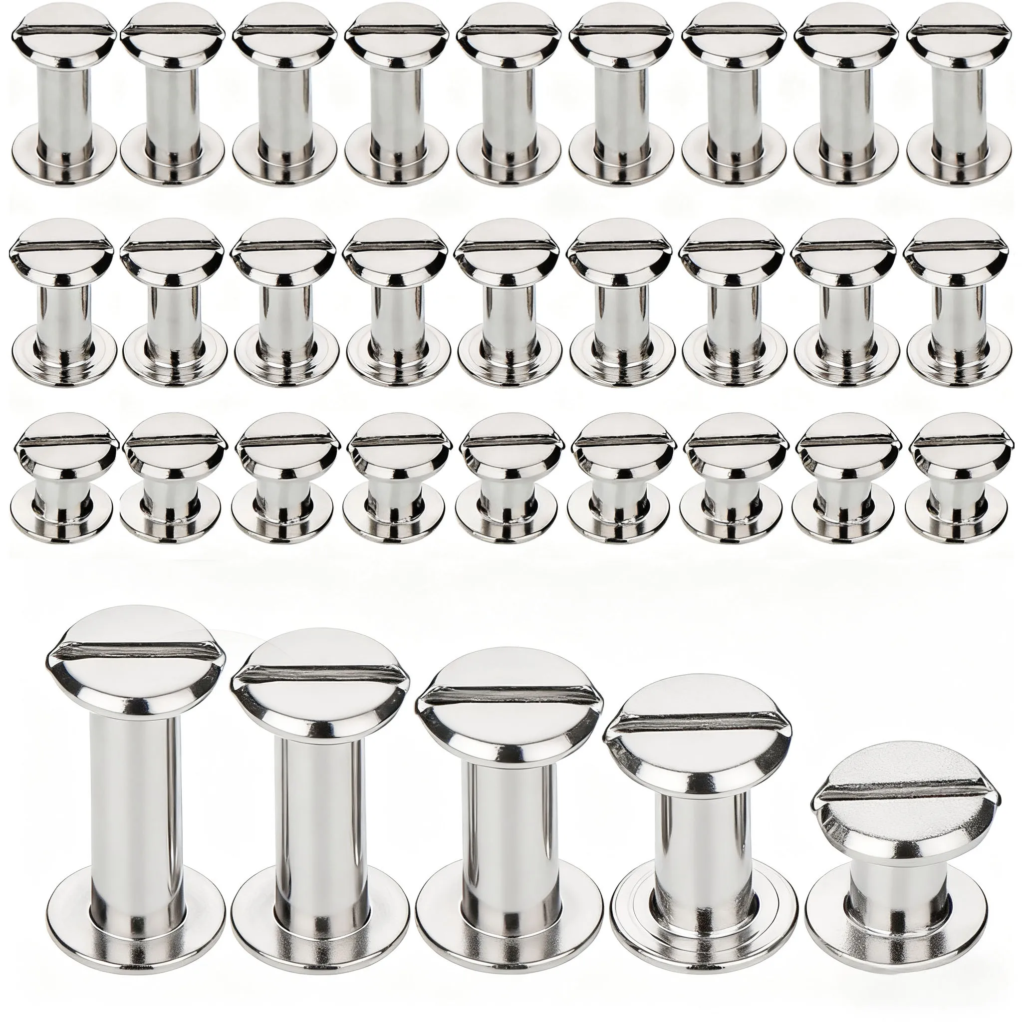 20 Set of M5x4/6/8/10/12mm Round Flat Head Chicago Rivet Set Screws, Made of 304 Stainless Steel Material and Leather Rivets