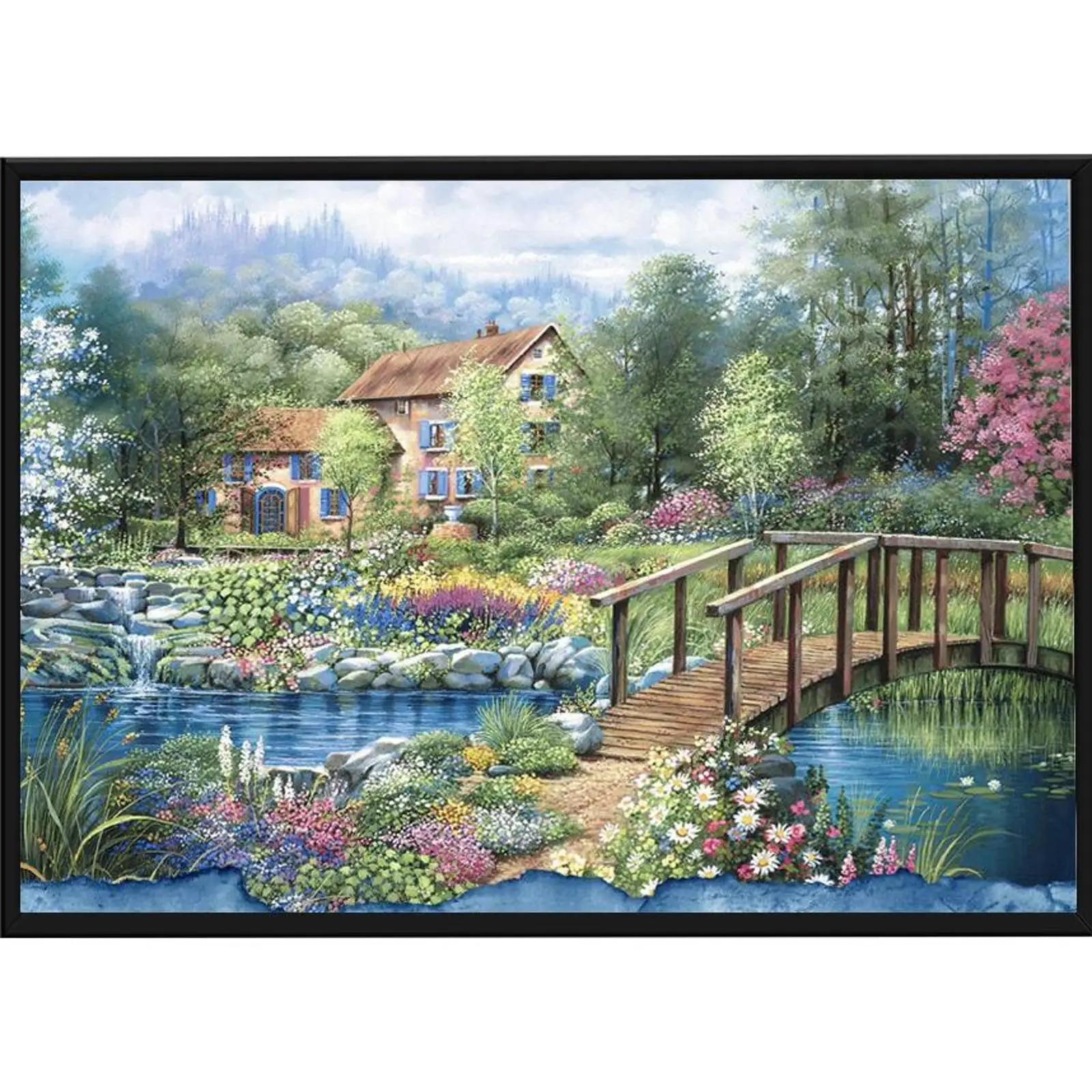 

Набор для вышивания крестиком DIY «Лесная вилла», 14CT, с нанесенным рисунком, 23.62x17.72 дюйма, для взрослых