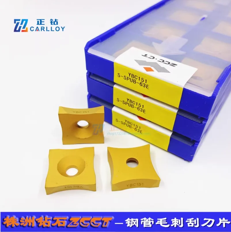 

10pcs/Pack Original ZCCCT S-SPUB-63E YBC151 Cemented Carbide burring Insert cutter Chip removing steel tube pipe