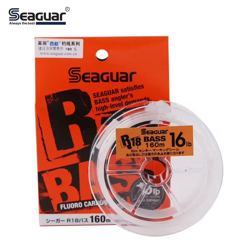 Imagem -02 - Seaguar R18 Flourocarbon Carbon Fiber Fishing Line Monofilamento Carpa Bass Reel Original 3lb a 25lb Líder