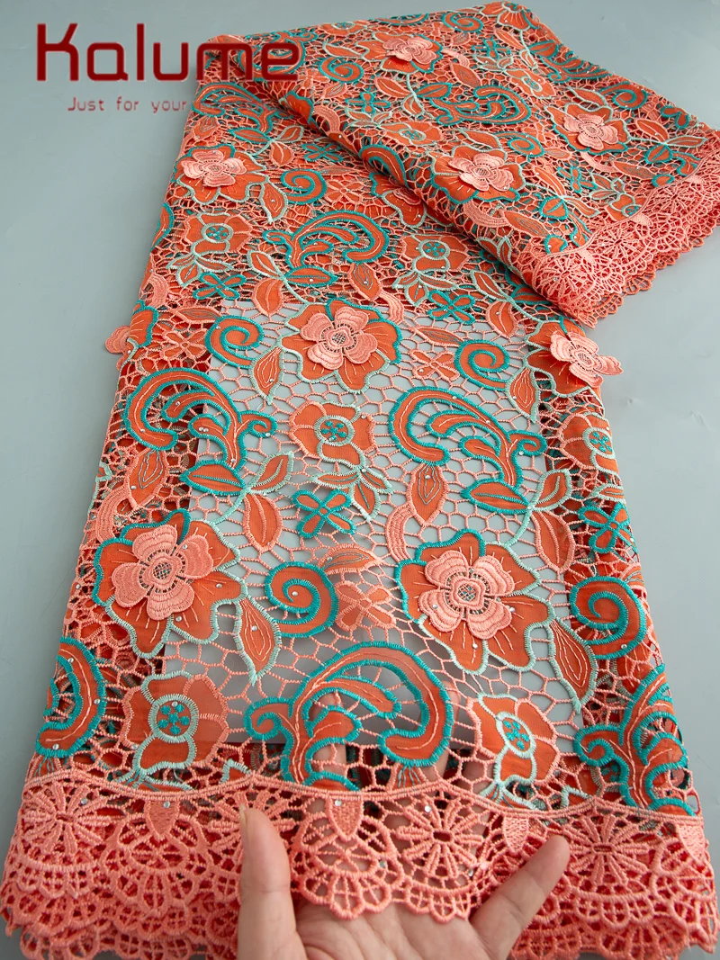 

Kalume African Swiss Voile Lace Fabric 2025 High Quality Nigerian Cotton Lace Fabric for Wedding Dress Sewing 5yards F4339