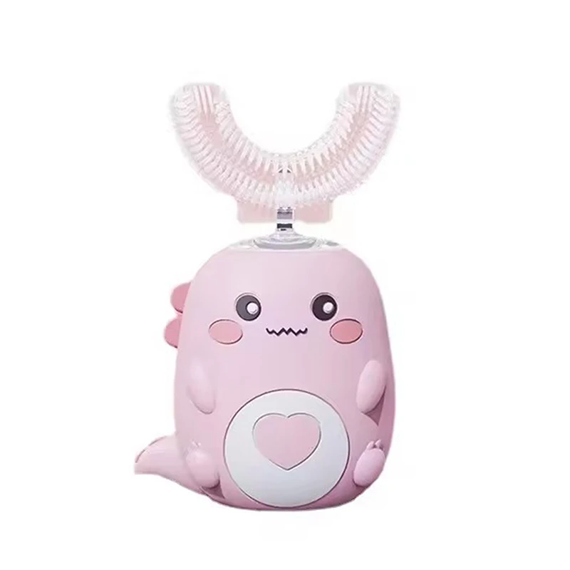 Elektryczna szczoteczka do zębów dla dzieci z bezprzewodowym ładowaniem IPX7, automatycznym obracaniem o 360 stopni i silikonową końcówką modelującą się do kształtu zęba.