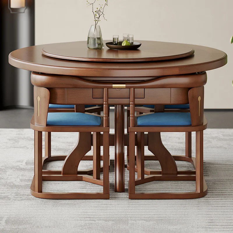 New Chinese-style solid wood mahjong table dining table dual-purpose household multi-functional electric mahjong table tea