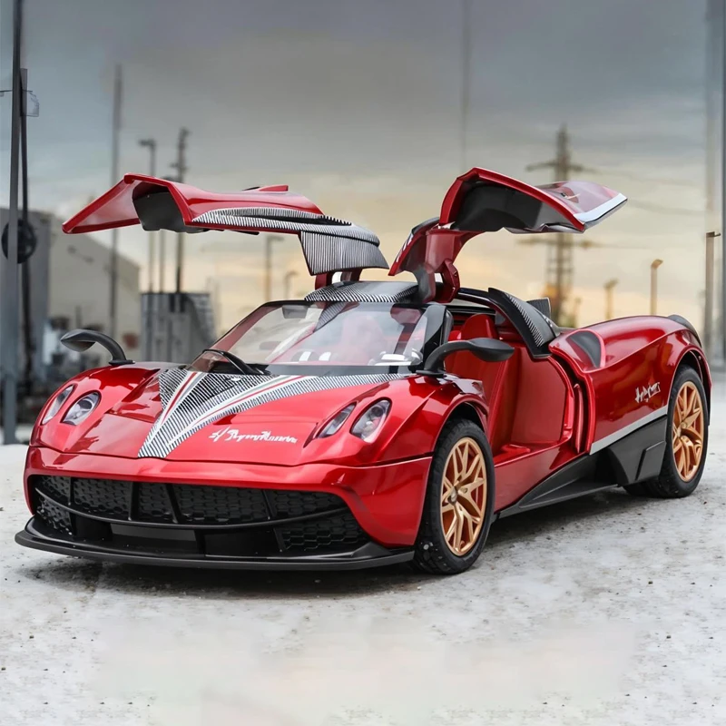 1:32 Huayra BC Supercar Alloy Metal Diecast Model Car Library Static Sound Light Ornaments Birthday Gift For Boyfriend