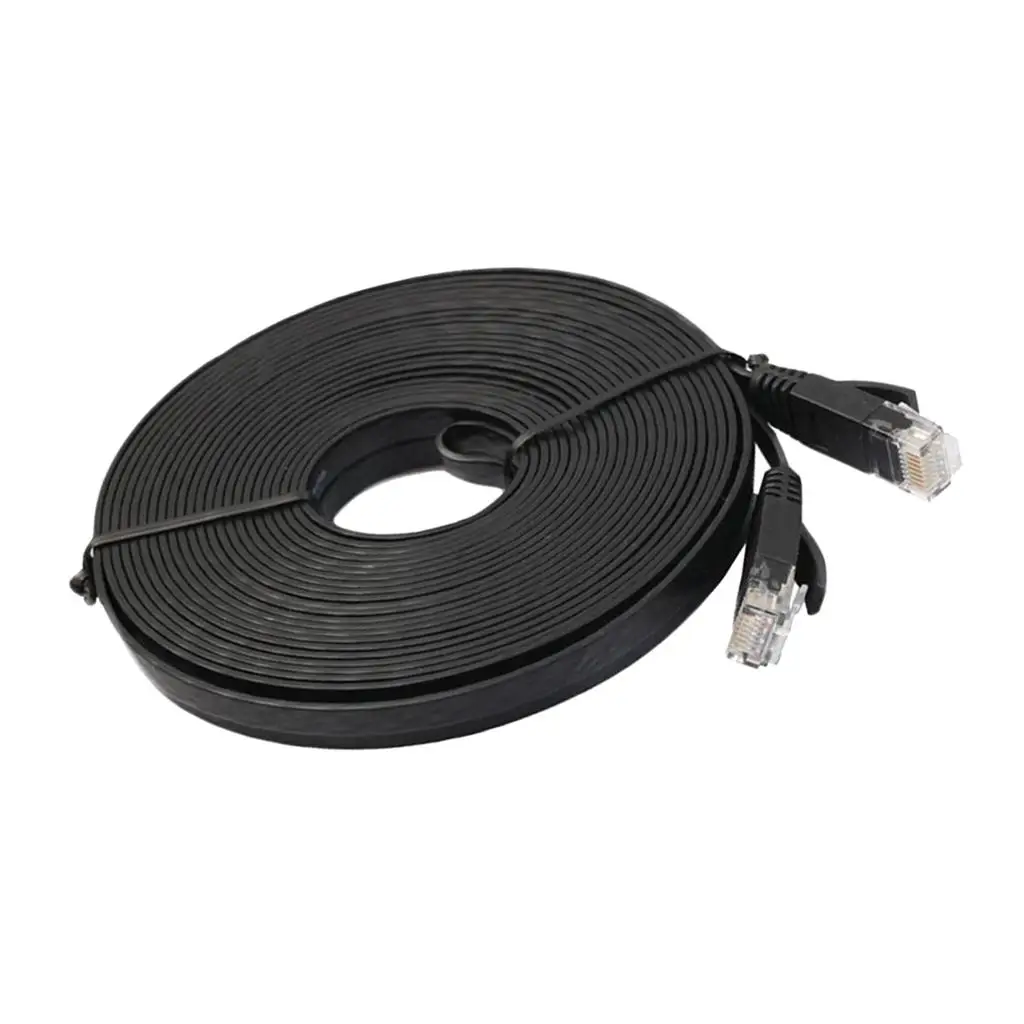 

15-метровый плоский сетевой Ethernet-Кабель Gigabit, черный для PS3