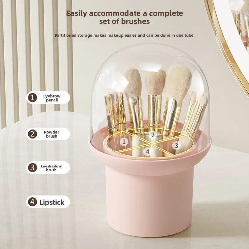 Makeup Brush Organizer Dustproof Compartment Desktop Cosmetic Organizer Dresser Pencil Lipstick Holder