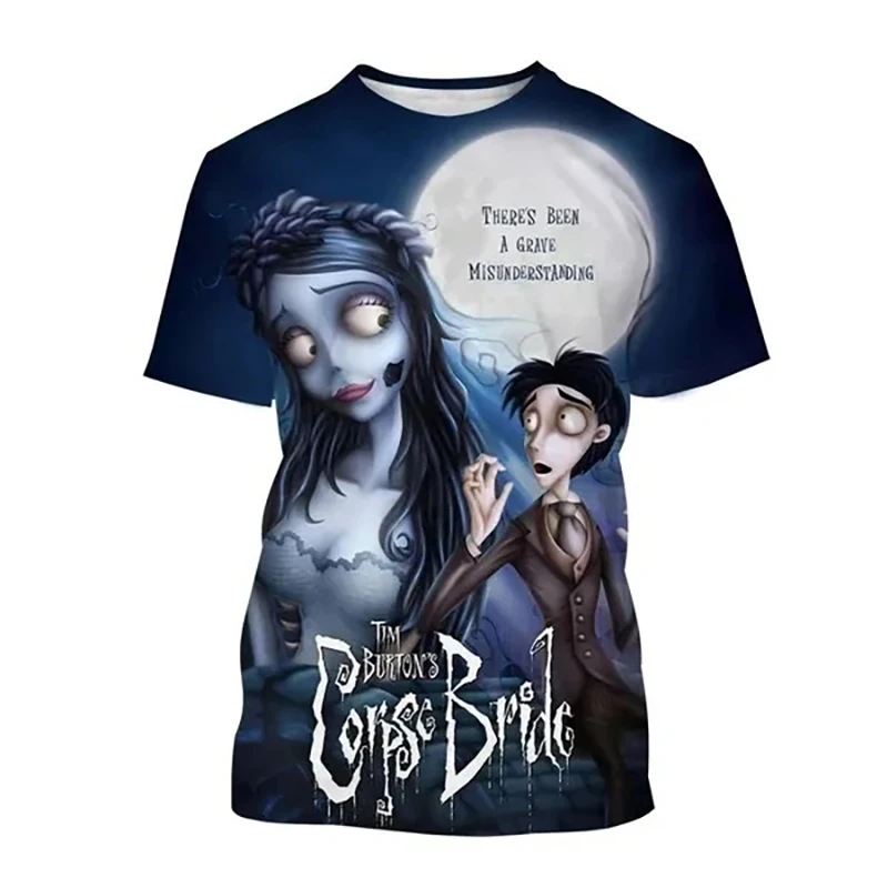 Summer Corpse Bride 3D Print T-Shirts Streetwear Men Women Fashion Oversized Short Sleeve T Shirt O-Neck Kids Tees Tops Clothing