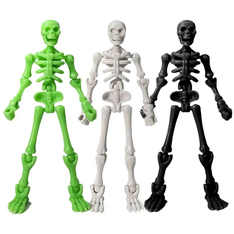 DIY Skeleton Assembly Toy Human Skeleton Model Halloween Party Plastic Skull Decoration For Home Garden Props Kids Toy