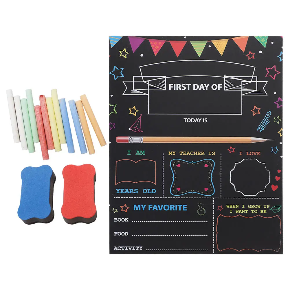 مجموعة واحدة من علامات السبورة المحمولة سهلة التخزين وتوفير مساحة العودة إلى موسم المدرسة وديكور علامة المدرسة الخشبية هدية #4