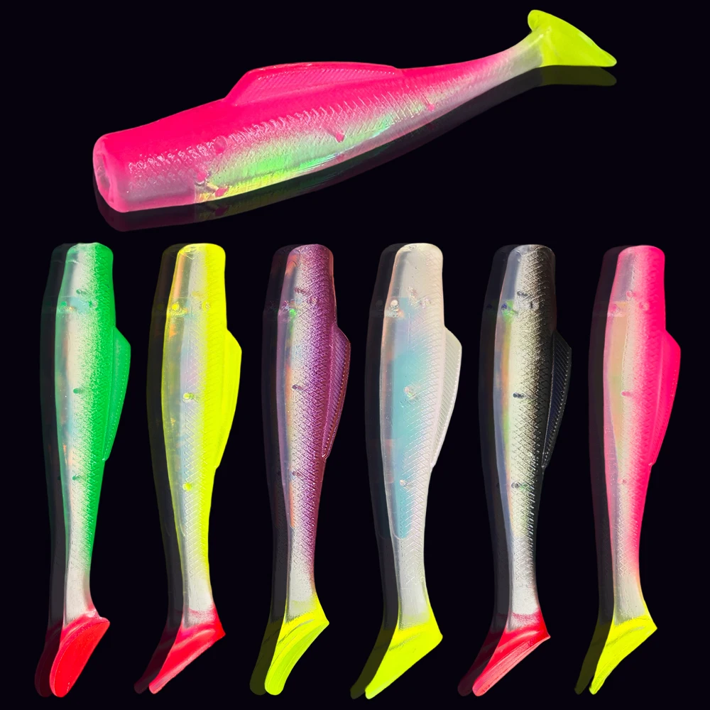 6 Stück/Set TPR Schwimmender Weichköder 85mm 4,5g Laser Leuchtender Paddle T-Tail Swimbait Wobbler Angelköder Bass-Angelzubehör Pesca – Detail 2