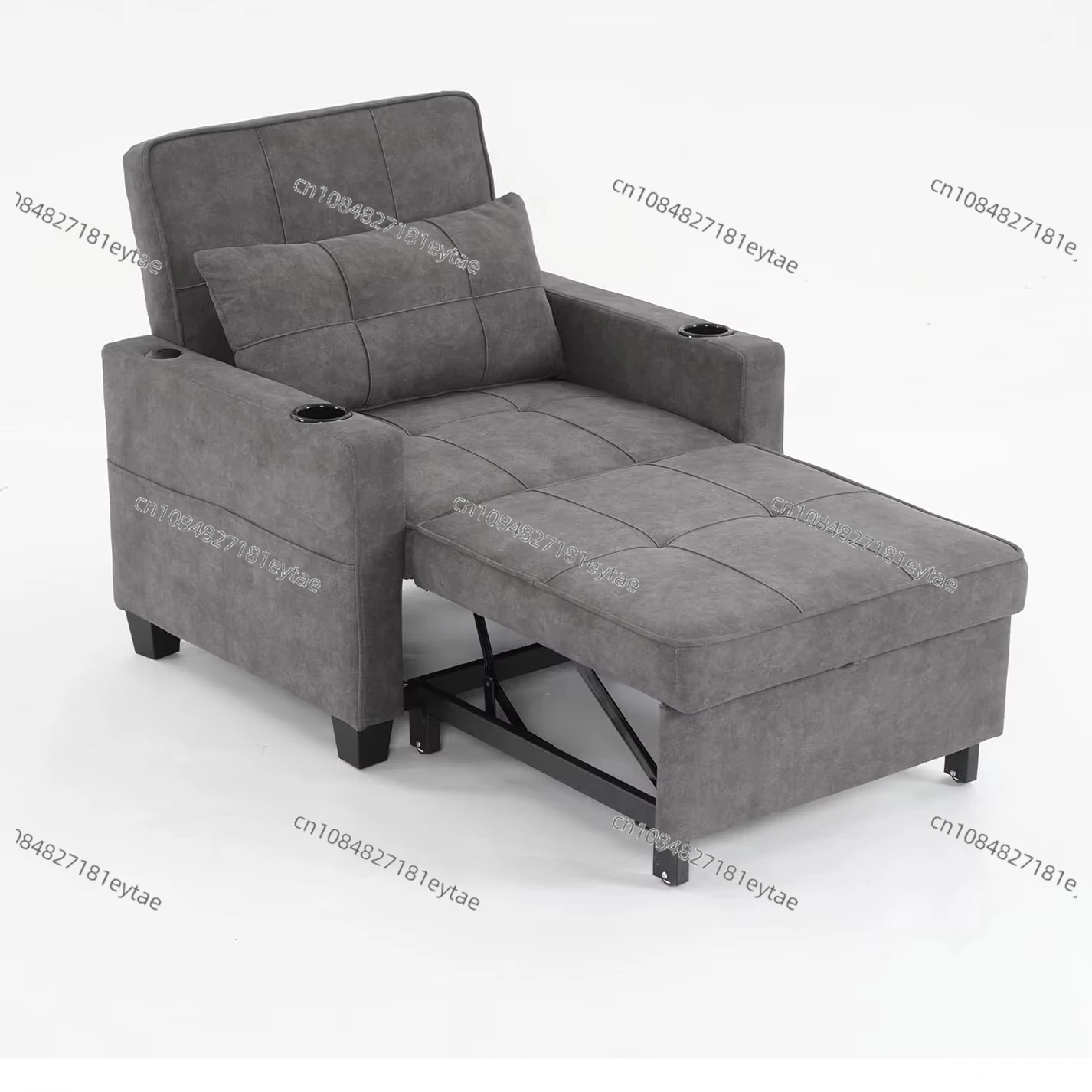 Modern Dark Grey Reclining Chair Single Furniture Fabric Up-Holstered Living Room Lounge Chairs Sofa Bed for Leisure
