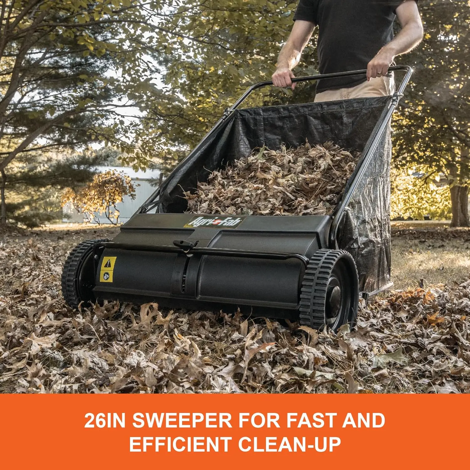 

26-Inch Push Lawn Sweeper, 7 Cu. Ft. Capacity, Manual, Poly Construction, Black