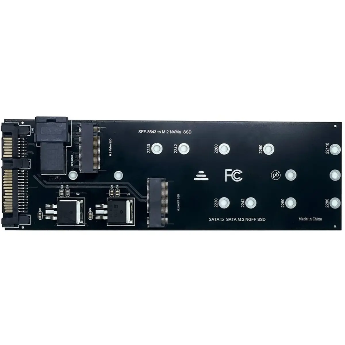 Dual Channel M.2 SSD Adapter Card NVMe to SFF-8643 M.2 SATA NGFF to SATA III Adapter for PC Server Workstation No Driver