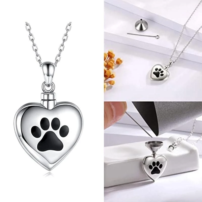 Heart Urn Necklace Set Ashes Mementoes Pet Pendants Pet Memorials Lockets - view 3