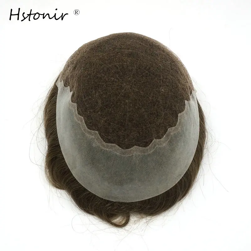 Hstonir Hair Part Lace Human Indian Remy Hair Men Wig Thin Skin Lace In Front Top Men Toupee For Sales Q6 Prosthetic H045