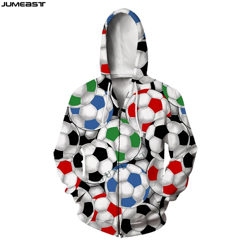 Jumeast Men's Jacket Women's Hoodies Sports Balls 3D Oversized Zipper Coat Streetwear Pullover Harajuku Spring Autumn Tracksuit