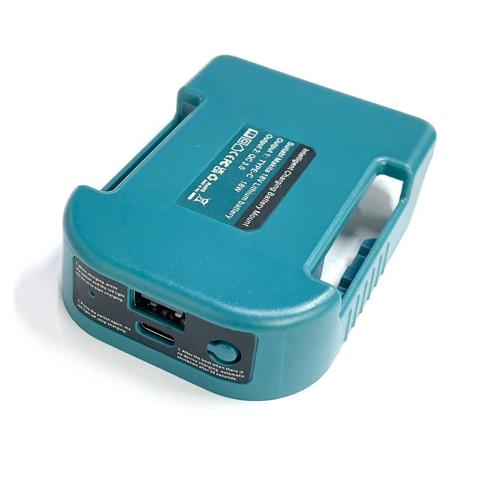 1pc Battery Holder Rack for Makita 18V Lithitum Battery Portable Adapter with USB Charging Port and  Type-C Port Fast Charging