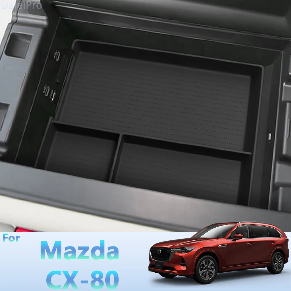 For Mazda CX-80 CX80 2025  Center Console Organizer Tray Armrest Storage Box Layered Storage Box Tidying TPE Fit Right Rudder