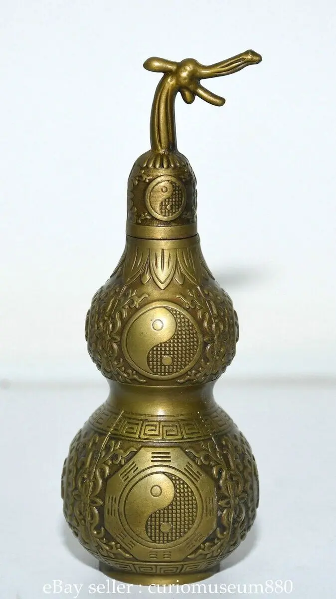 

5 inch Chinese old brass eight figure to avoid evil spirits Kalabash statue sculpture -