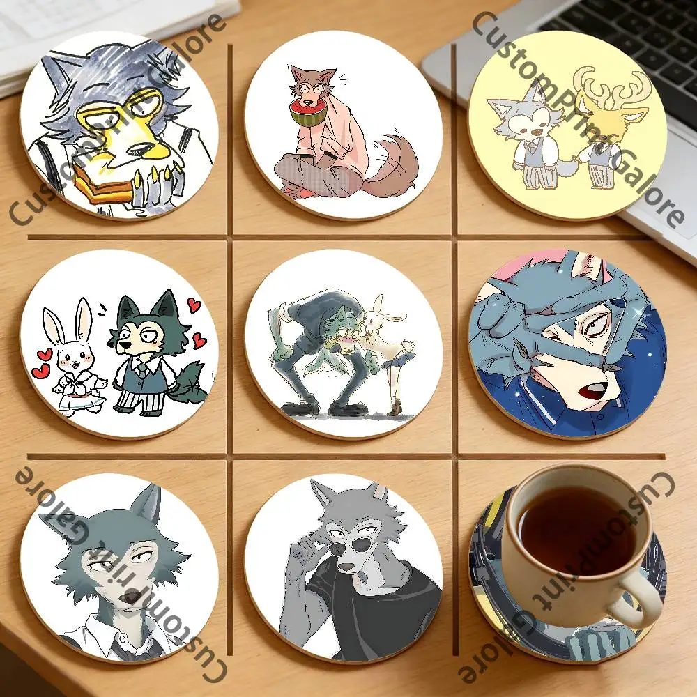 L-Legoshi B-Beastars Round Pine Coasters Durable Reusable Beautiful Home Decor Non-Slip Water-Resistant