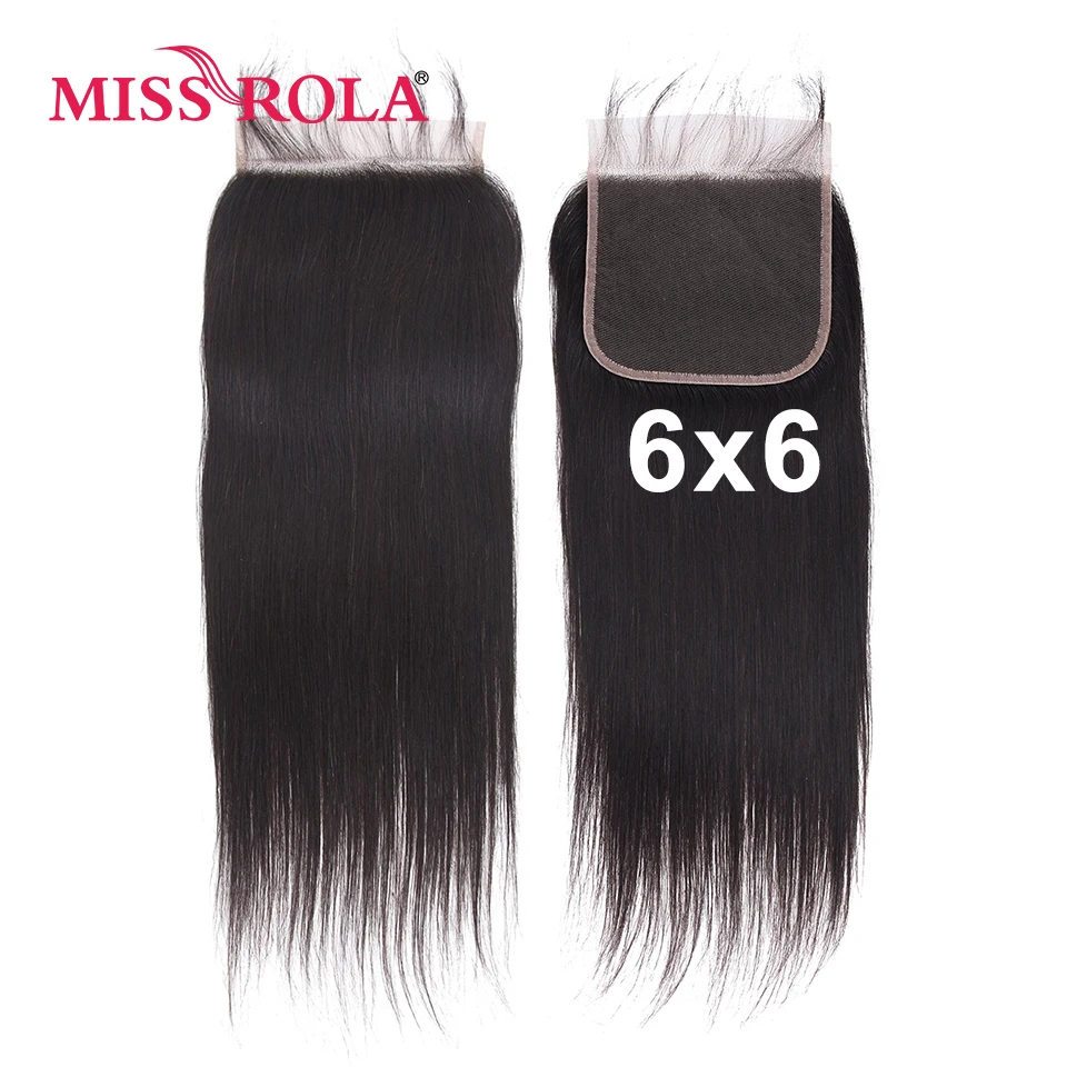 Miss Rola Hair-extensiones de pelo brasileñas con cierre Frontal, accesorio capilar liso de 5x5 y 6x6, cabello 100% humano Remy, color marrón claro