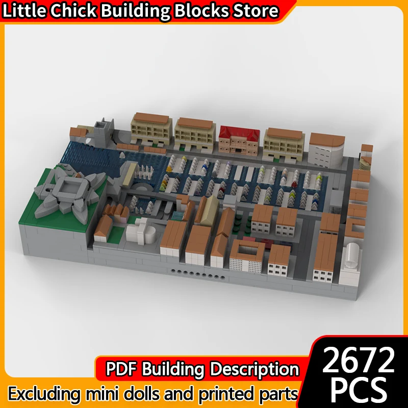 

City Street View Model MOC Building Bricks Ancient City Port Modular Technology Children Holiday Gifts Assemble Toys Suit
